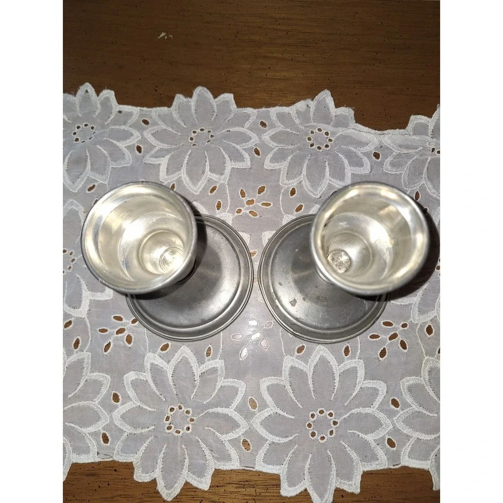 Vintage Web Pewter Weighted Candlestick Holders Set of 2 Taper Candle Stands